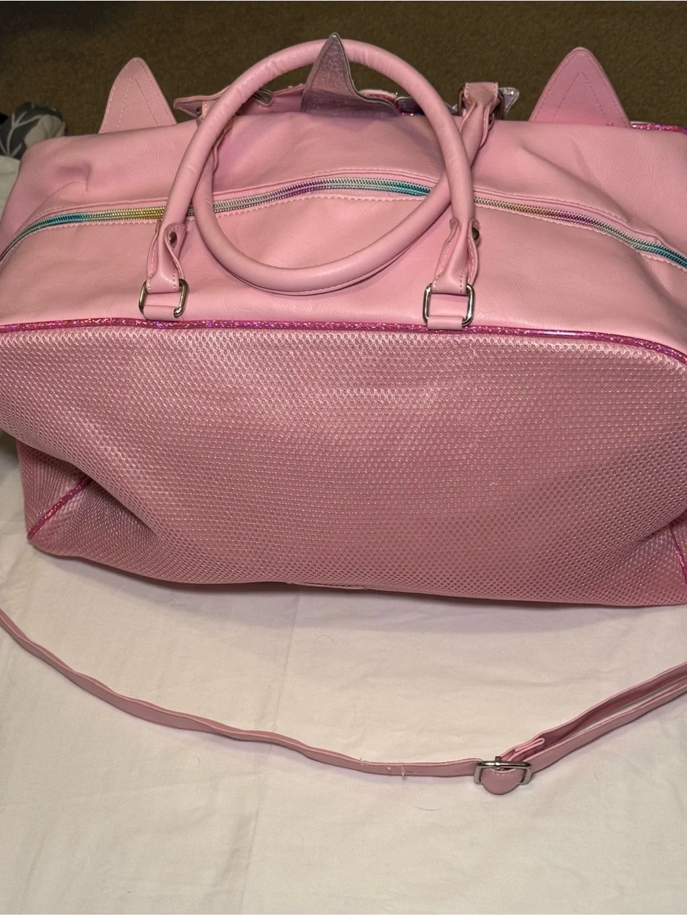 OMG Accessories Miss Gwen Unicorn Duffle Bag Pink Holographic Glitter